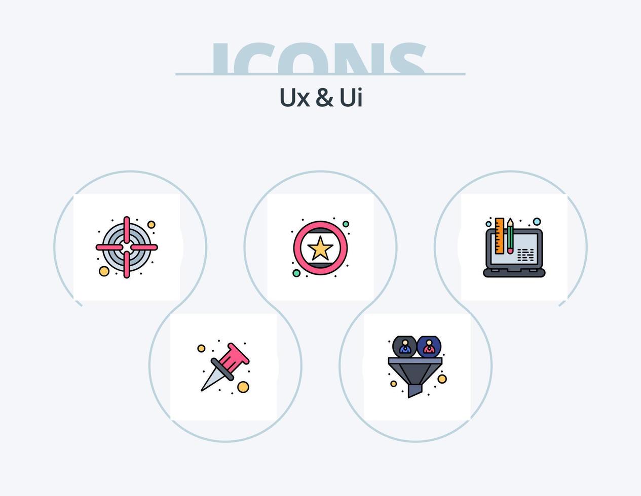 Ux And Ui Line Filled Icon Pack 5 Icon Design. . goal. site map. darts. pin vector
