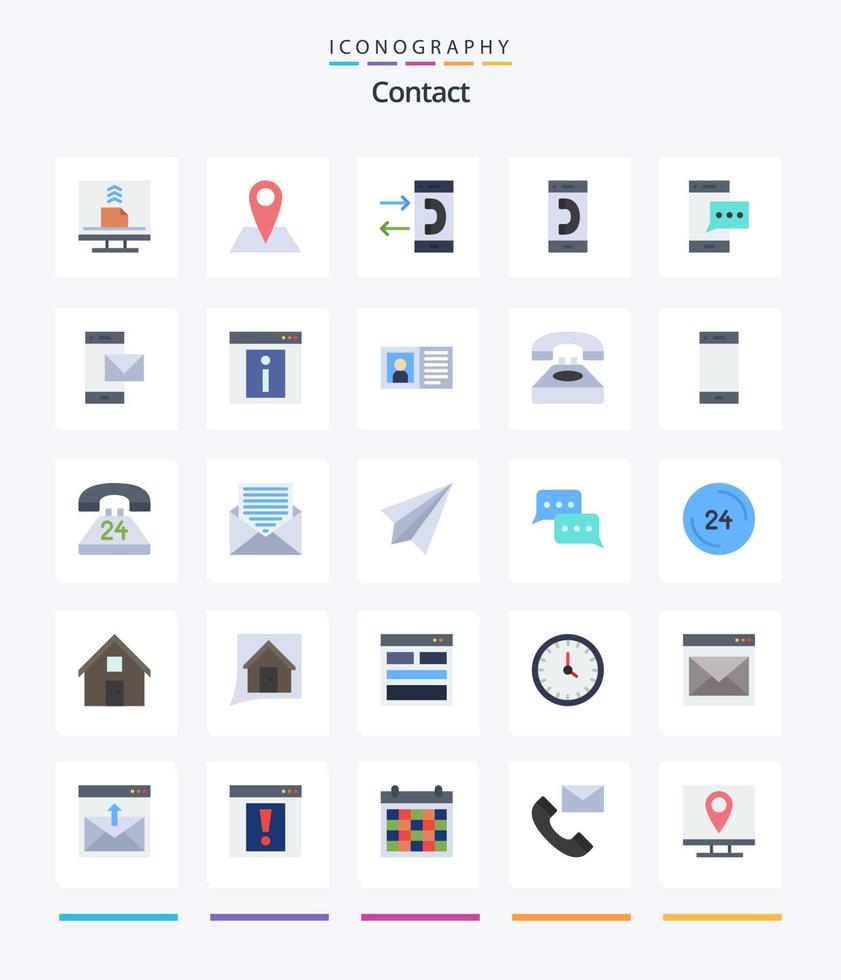 Creative Contact 25 Flat icon pack  Such As phone. message. pin. contact. conversation vector