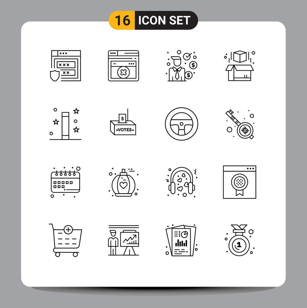 Group of 16 Outlines Signs and Symbols for magical magic investment halloween model Editable Vector Design Elements