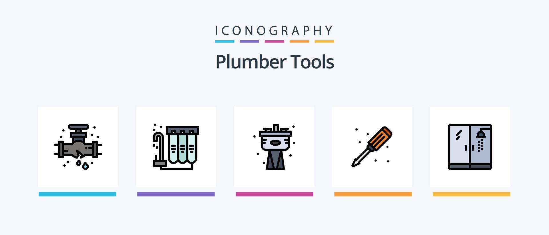 Plumber Line Filled 5 Icon Pack Including sink. plumber. plumbing. pipe. plumber. Creative Icons Design vector