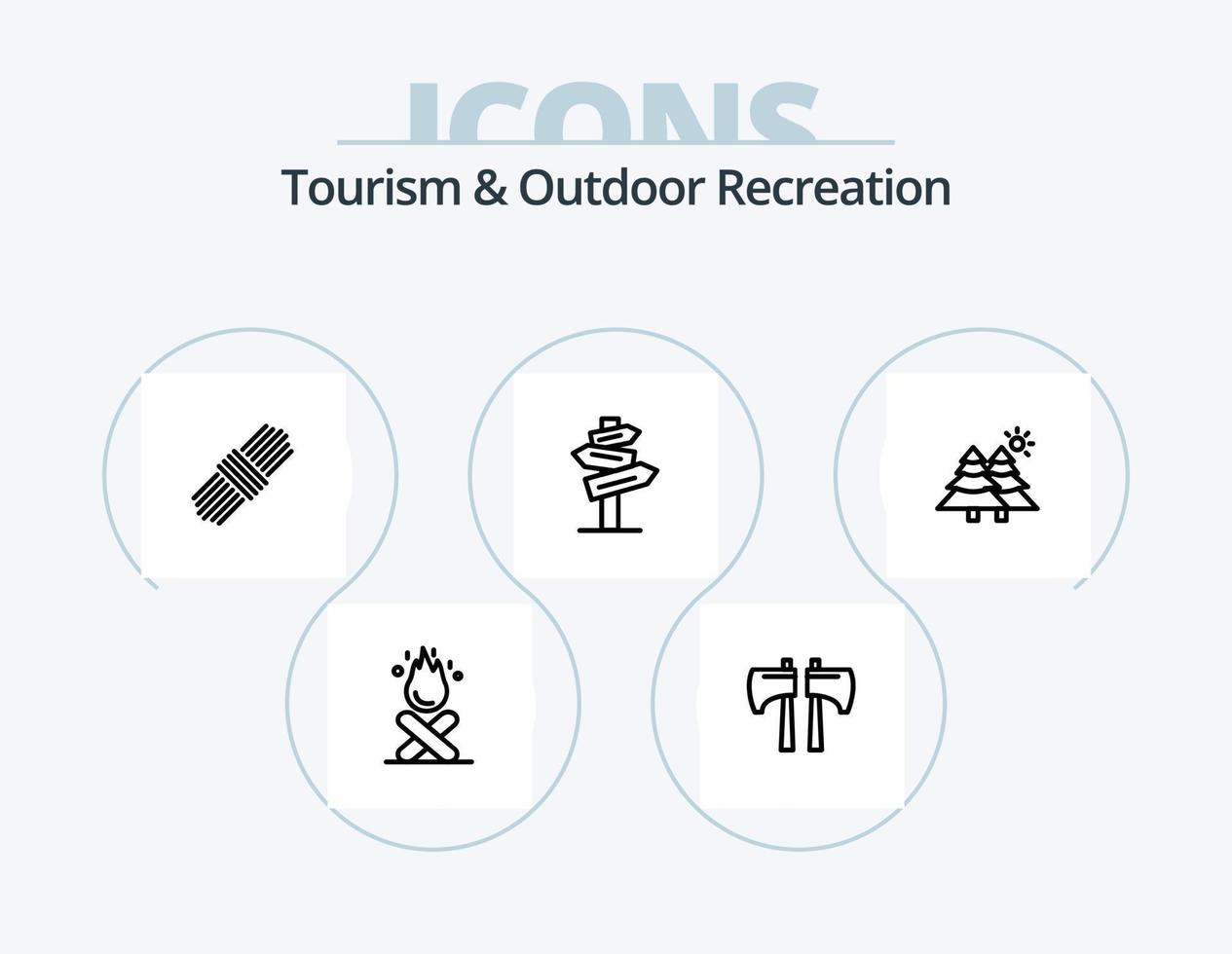 Tourism And Outdoor Recreation Line Icon Pack 5 Icon Design. camping. room. boat. motel. direction vector