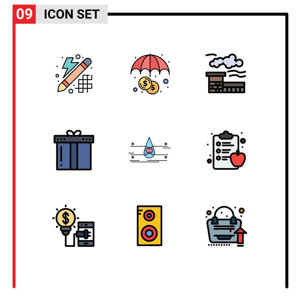 Set of 9 Modern UI Icons Symbols Signs for clean water industry thanksgiving holiday Editable Vector Design Elements