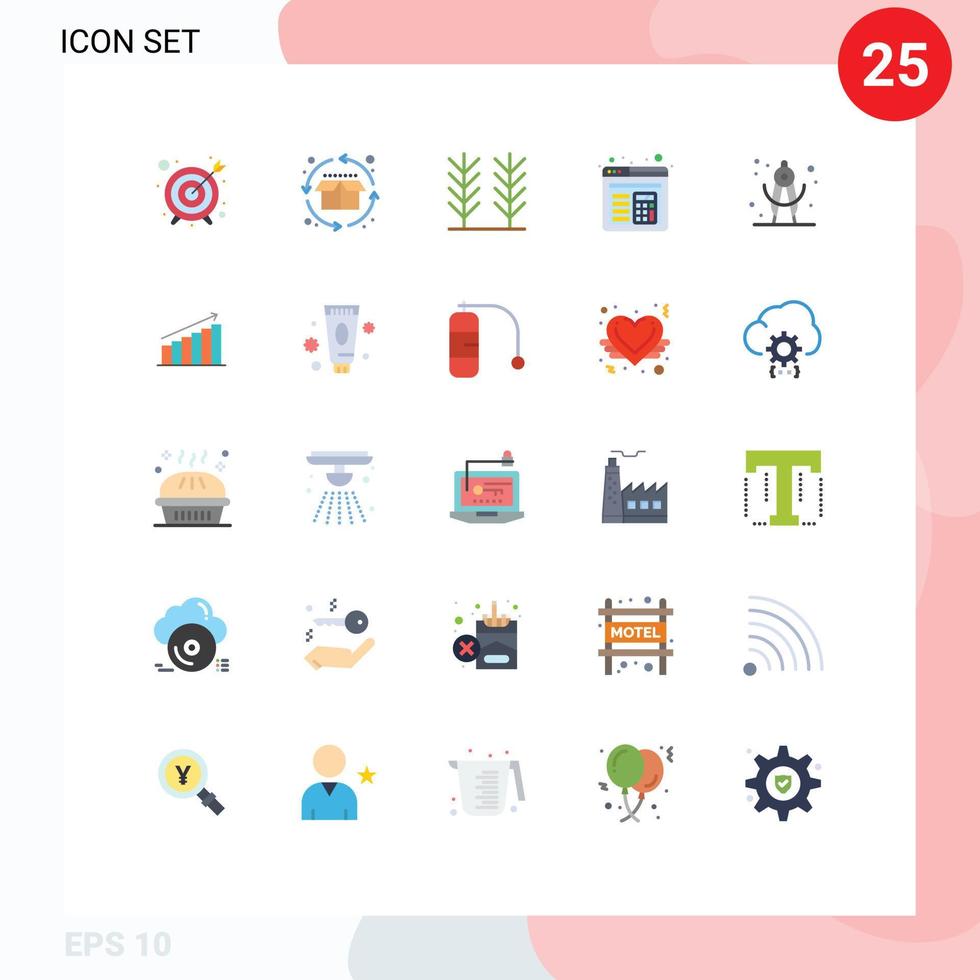 Universal Icon Symbols Group of 25 Modern Flat Colors of chart school food geometry calculation Editable Vector Design Elements