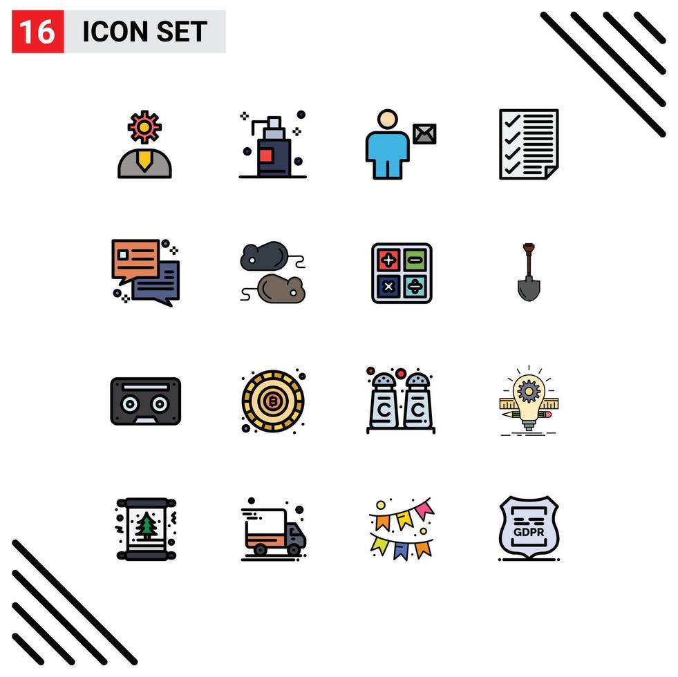 16 Universal Flat Color Filled Line Signs Symbols of report document avatar data letter Editable Creative Vector Design Elements