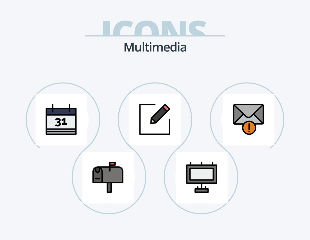 Multimedia Line Filled Icon Pack 5 Icon Design. . . mailbox. tasks. clipboard vector