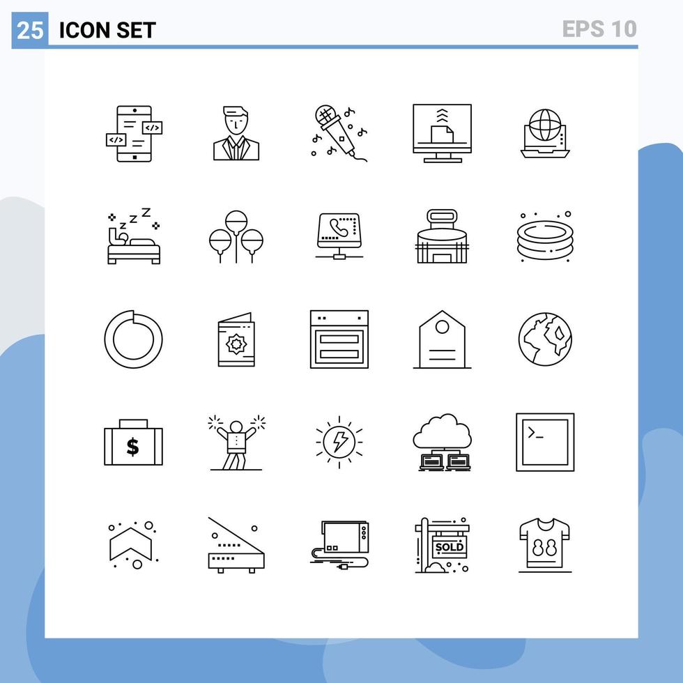 Line Pack of 25 Universal Symbols of internet desktop mr contact communication Editable Vector Design Elements