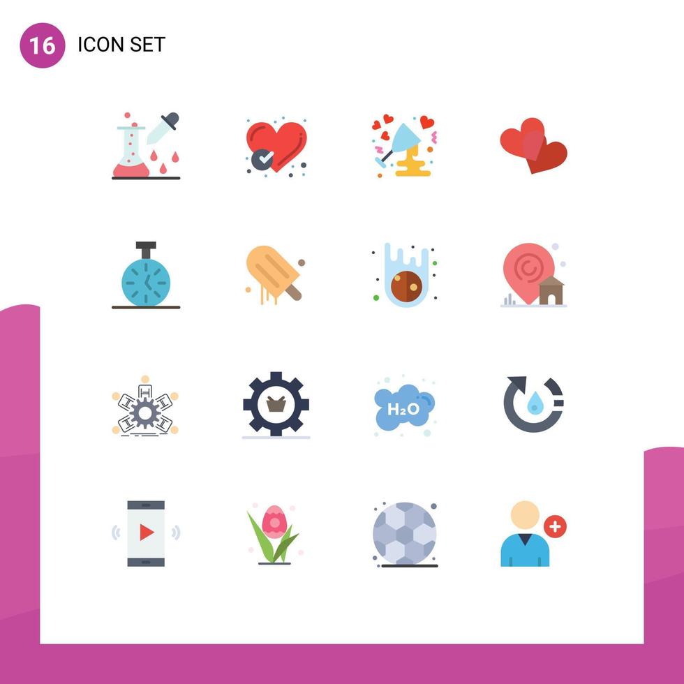 Set of 16 Modern UI Icons Symbols Signs for love favorites heart wine glass Editable Pack of Creative Vector Design Elements