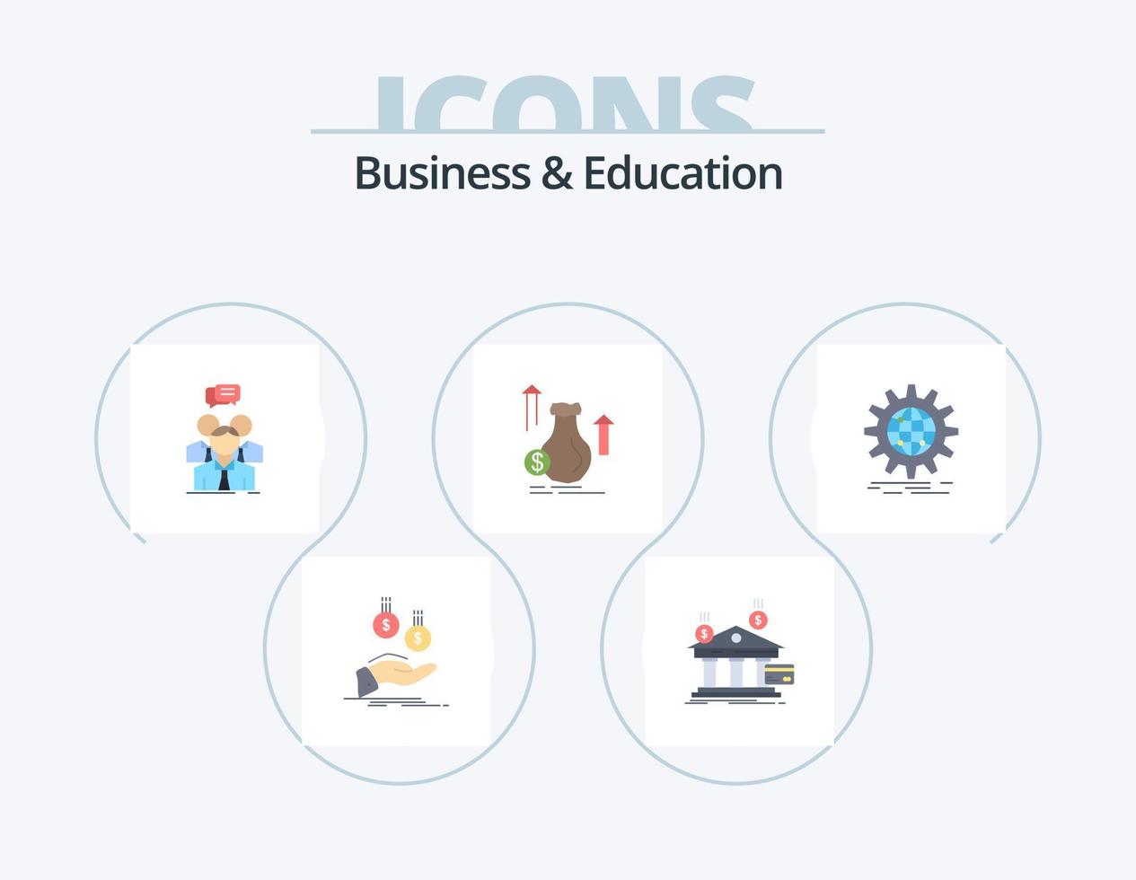 Business And Education Flat Icon Pack 5 Icon Design. dollar. money. financial. team. meeting vector