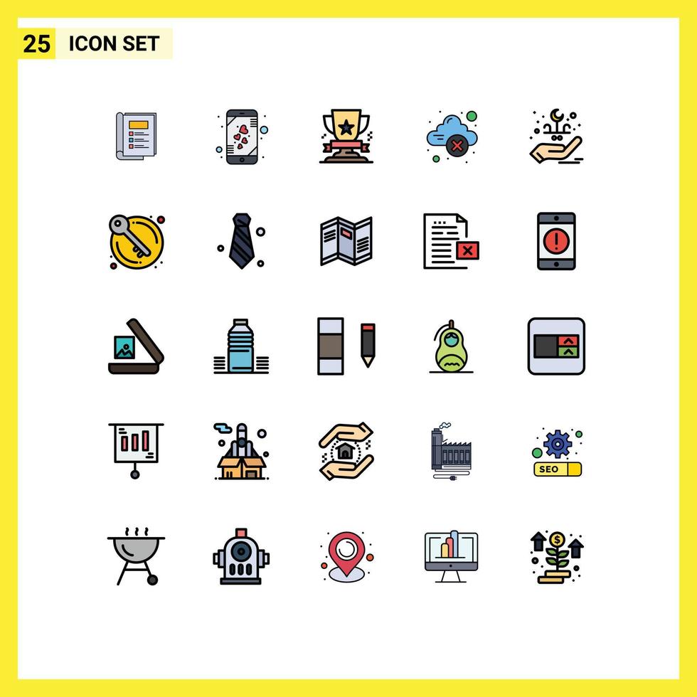 Modern Set of 25 Filled line Flat Colors and symbols such as eid error award cloud storage prize Editable Vector Design Elements