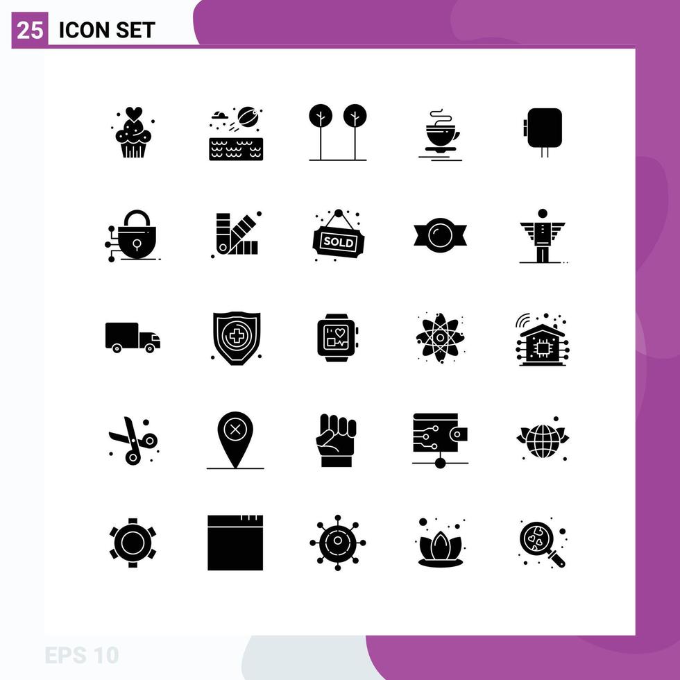 Set of 25 Modern UI Icons Symbols Signs for energy hotel eco hot tea Editable Vector Design Elements