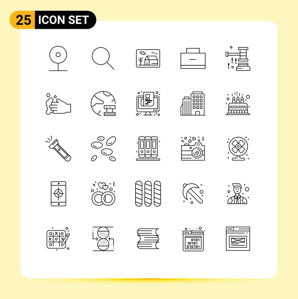 25 Universal Lines Set for Web and Mobile Applications school bag education ui bag real Editable Vector Design Elements