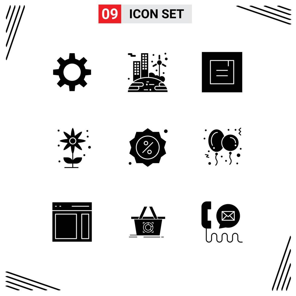 Set of 9 Modern UI Icons Symbols Signs for shop commerce popup badge flower Editable Vector Design Elements