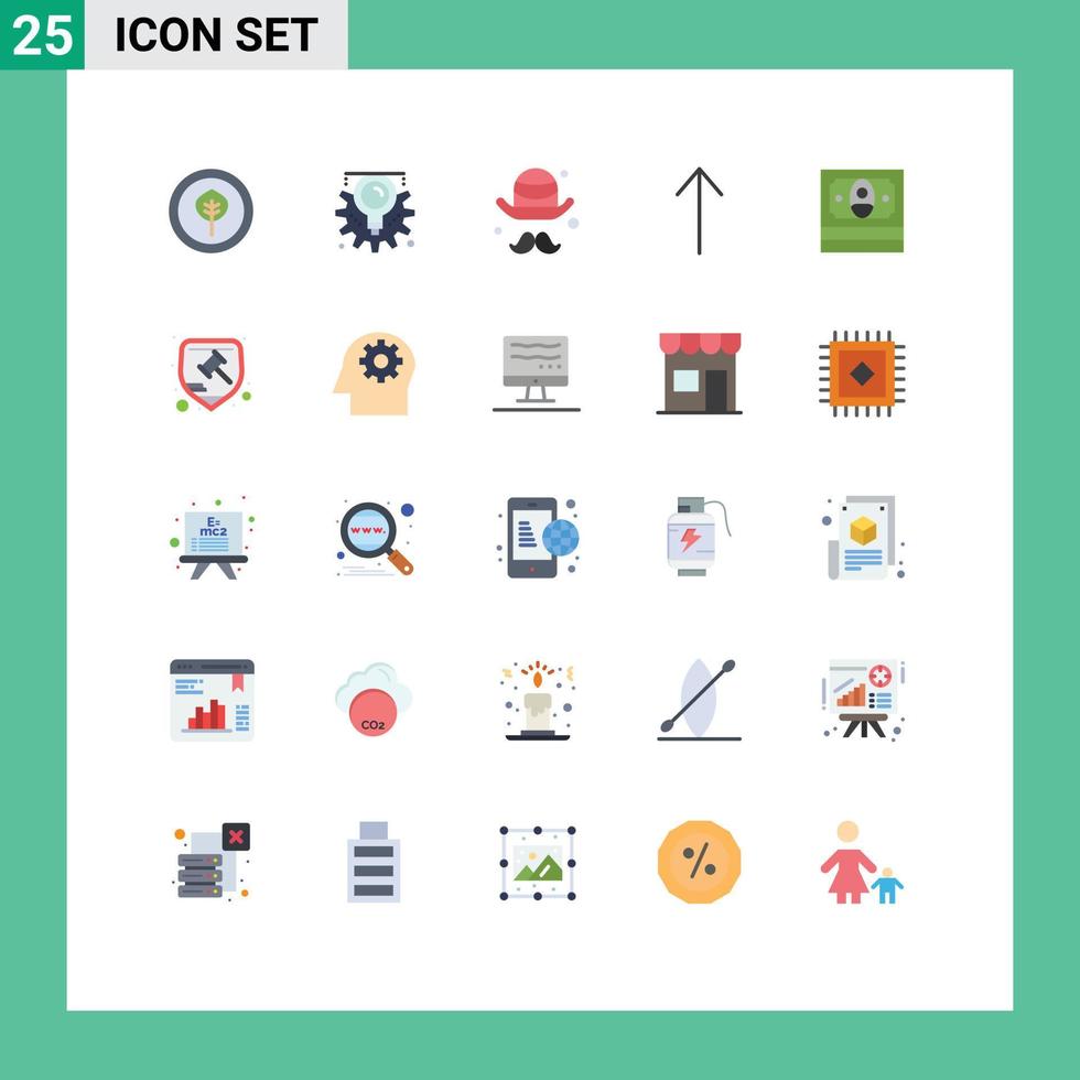 Set of 25 Modern UI Icons Symbols Signs for justice money brim finance up Editable Vector Design Elements