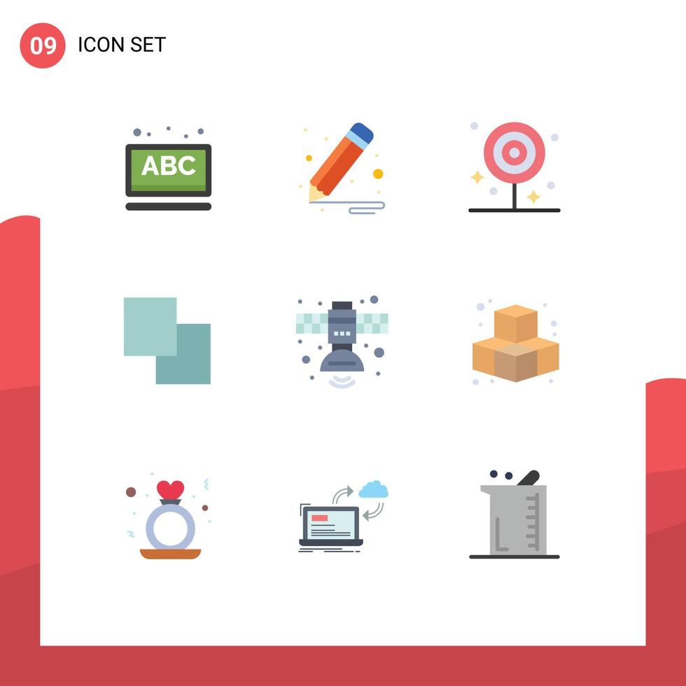 Pack of 9 Modern Flat Colors Signs and Symbols for Web Print Media such as satellite communication dinner swap copy Editable Vector Design Elements