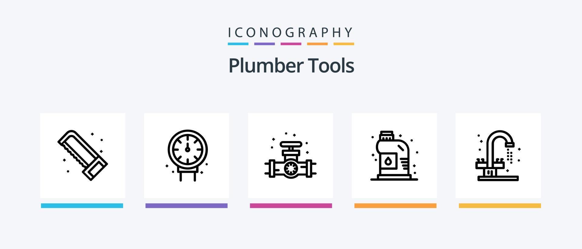 Plumber Line 5 Icon Pack Including mechanical. repair. extractor. plumber. man. Creative Icons Design vector