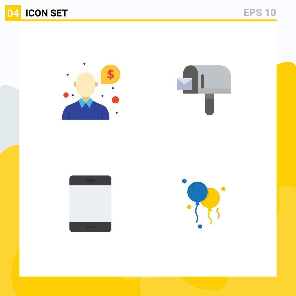 Modern Set of 4 Flat Icons Pictograph of help gadget support shopping ipad Editable Vector Design Elements