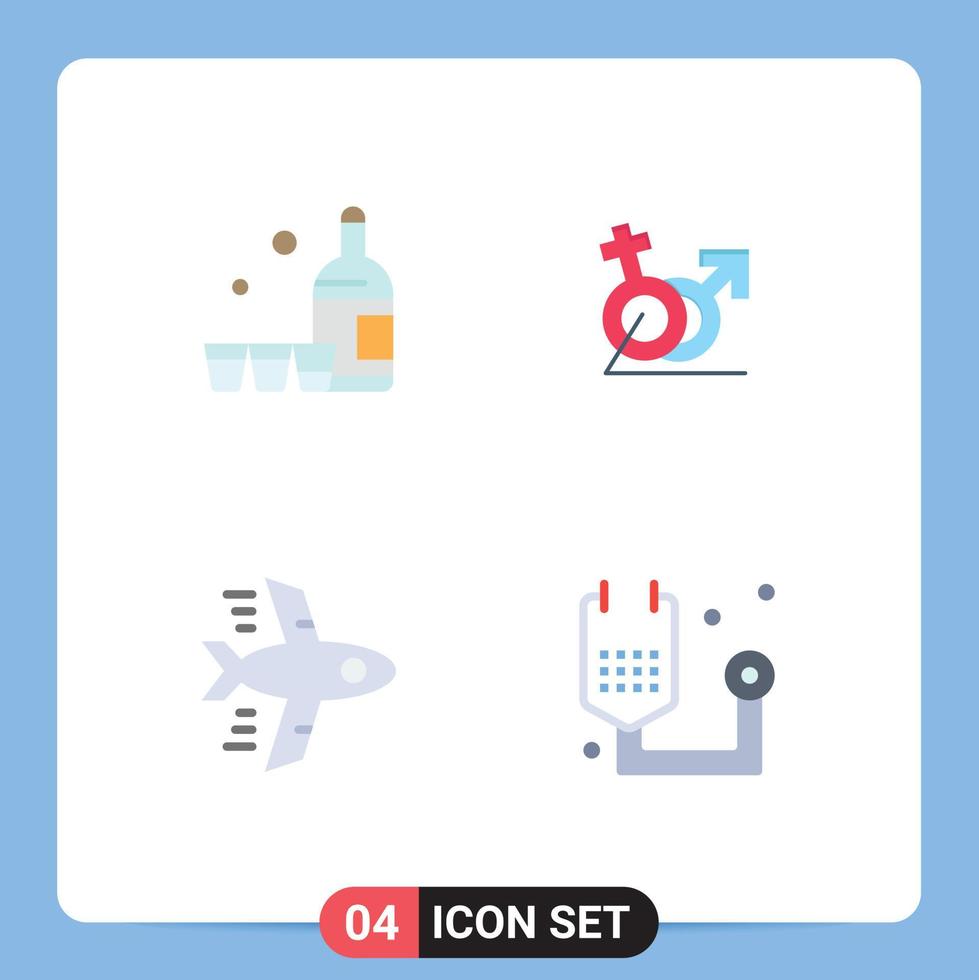 4 Flat Icon concept for Websites Mobile and Apps drink airplane ireland sign plane Editable Vector Design Elements
