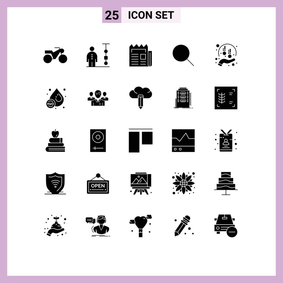 moderno conjunto de 25 sólido glifos y símbolos tal como fondos caridad Noticias conjuntos instagram editable vector diseño elementos