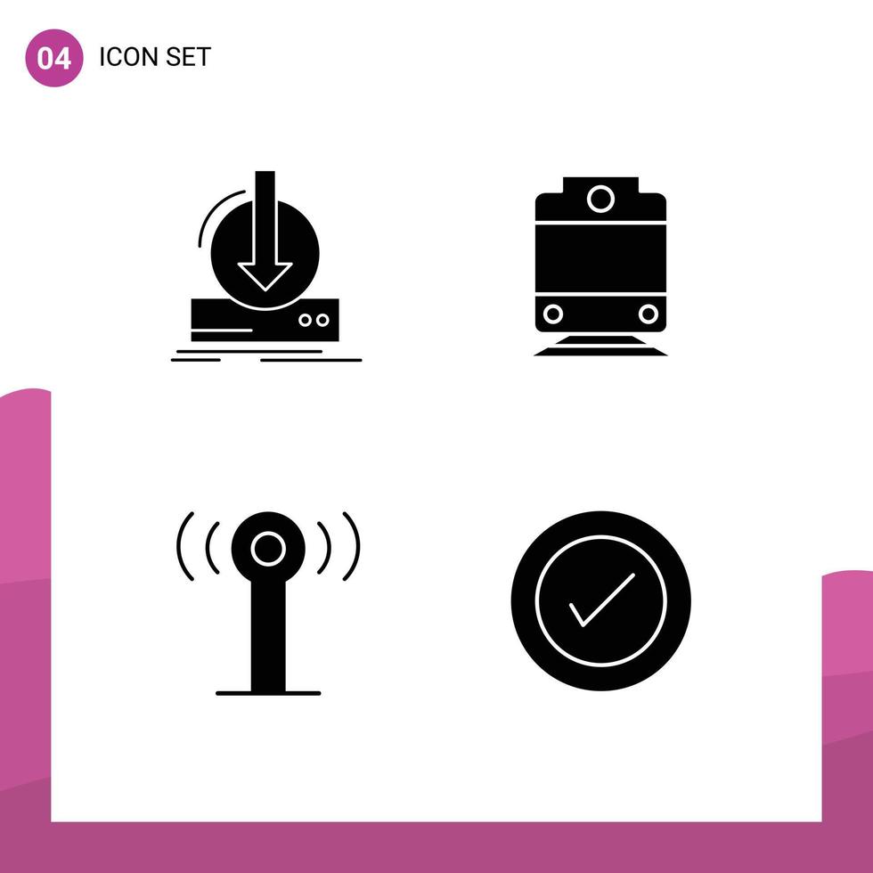 4 Creative Icons Modern Signs and Symbols of addition wifi download transport ui Editable Vector Design Elements