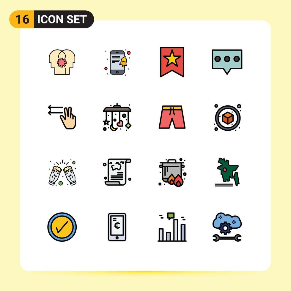 Stock Vector Icon Pack of 16 Line Signs and Symbols for mobile lefts favorite gesture message Editable Creative Vector Design Elements
