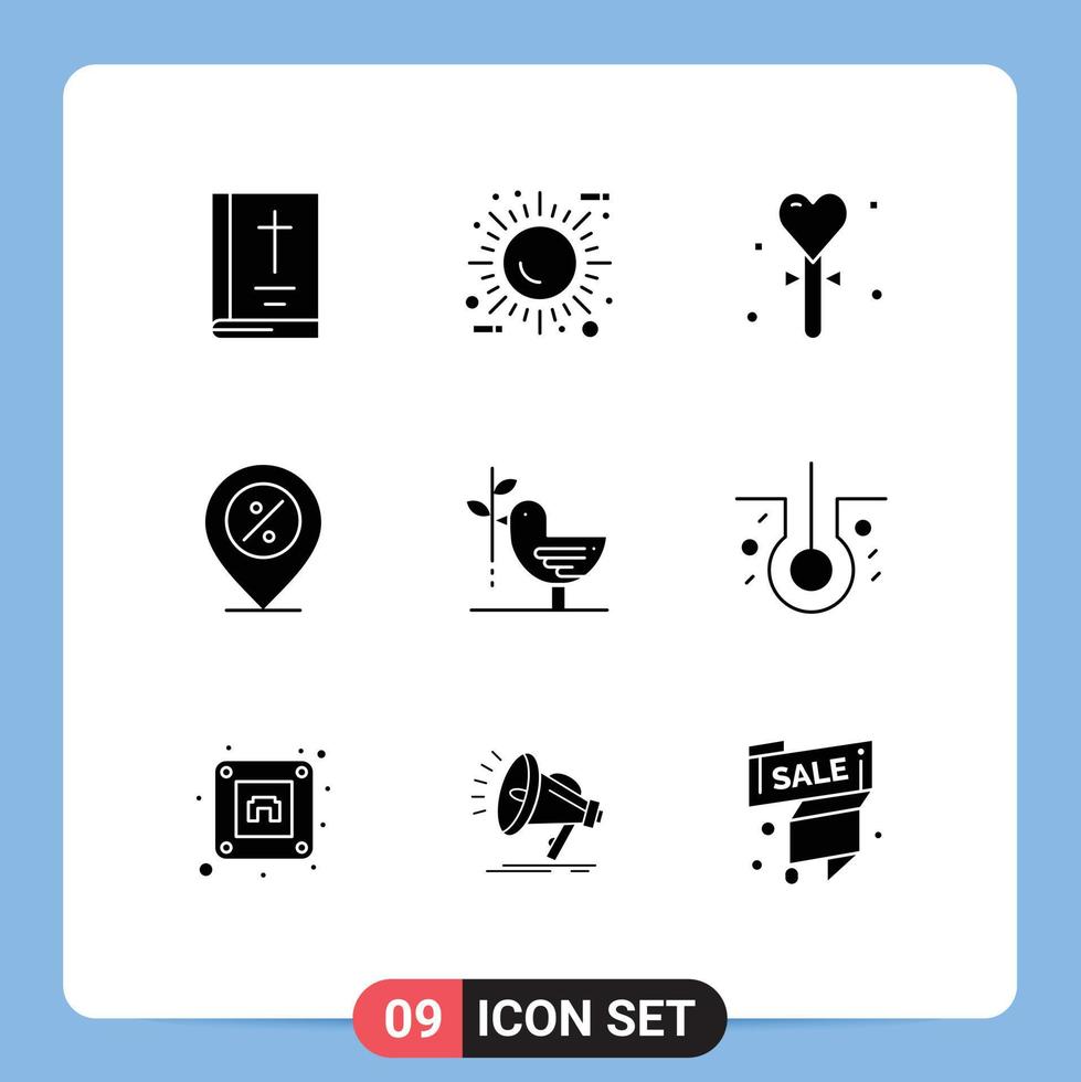 9 User Interface Solid Glyph Pack of modern Signs and Symbols of percentage offer environment ecommerce holiday Editable Vector Design Elements