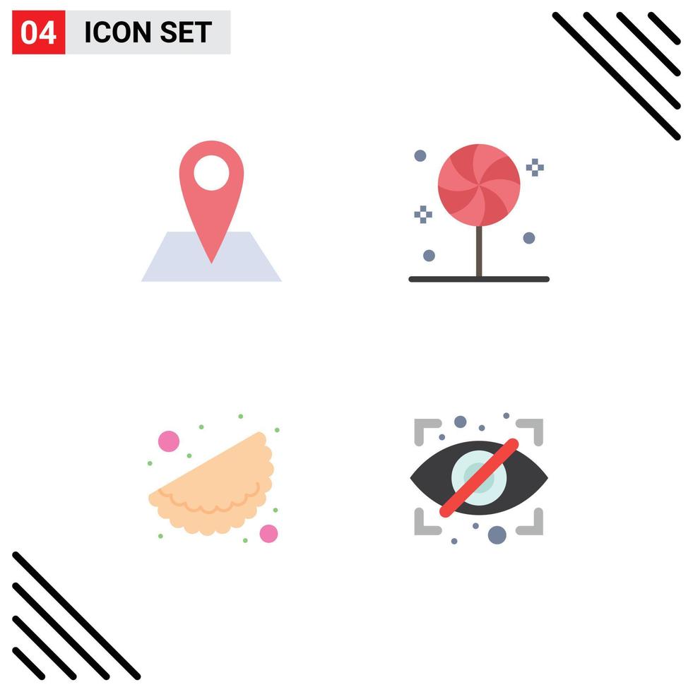 Set of 4 Vector Flat Icons on Grid for contact matrhri pin halloween block Editable Vector Design Elements