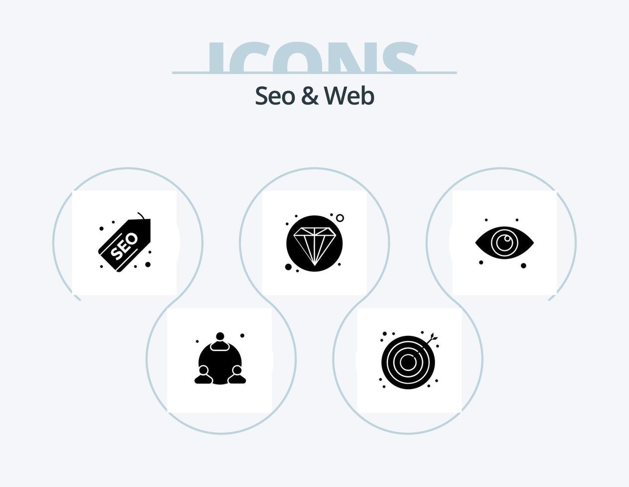 Seo and Web Glyph Icon Pack 5 Icon Design. eyes. eye. web. diamond. seo vector