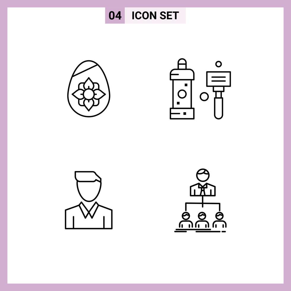 Editable Vector Line Pack of 4 Simple Filledline Flat Colors of decoration account egg cleaning man Editable Vector Design Elements