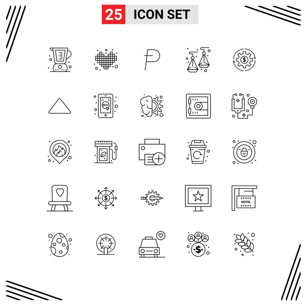 Group of 25 Lines Signs and Symbols for capital jewelry tetris jewelry crypto currency Editable Vector Design Elements