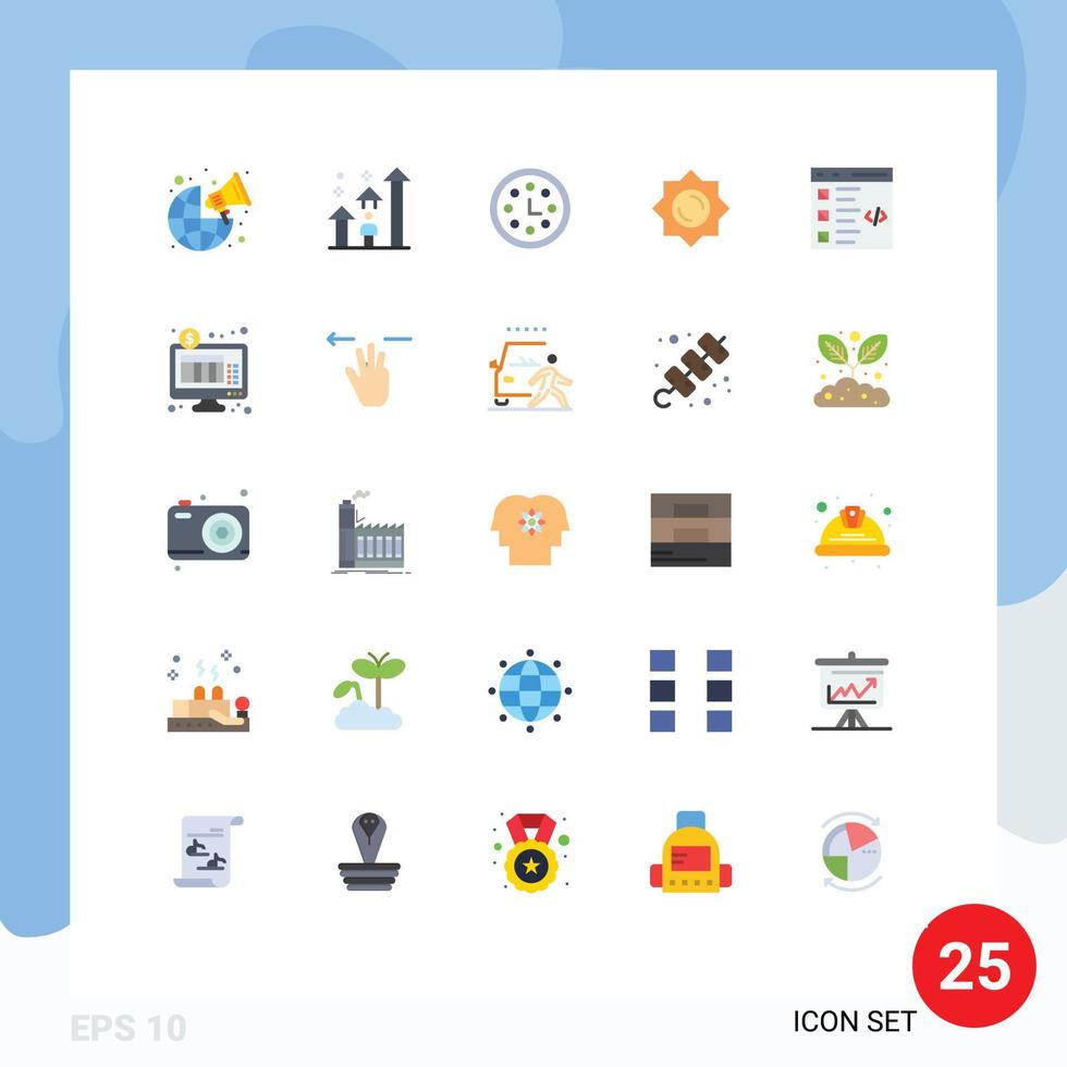 Mobile Interface Flat Color Set of 25 Pictograms of coding greece career sunshine wreath Editable Vector Design Elements