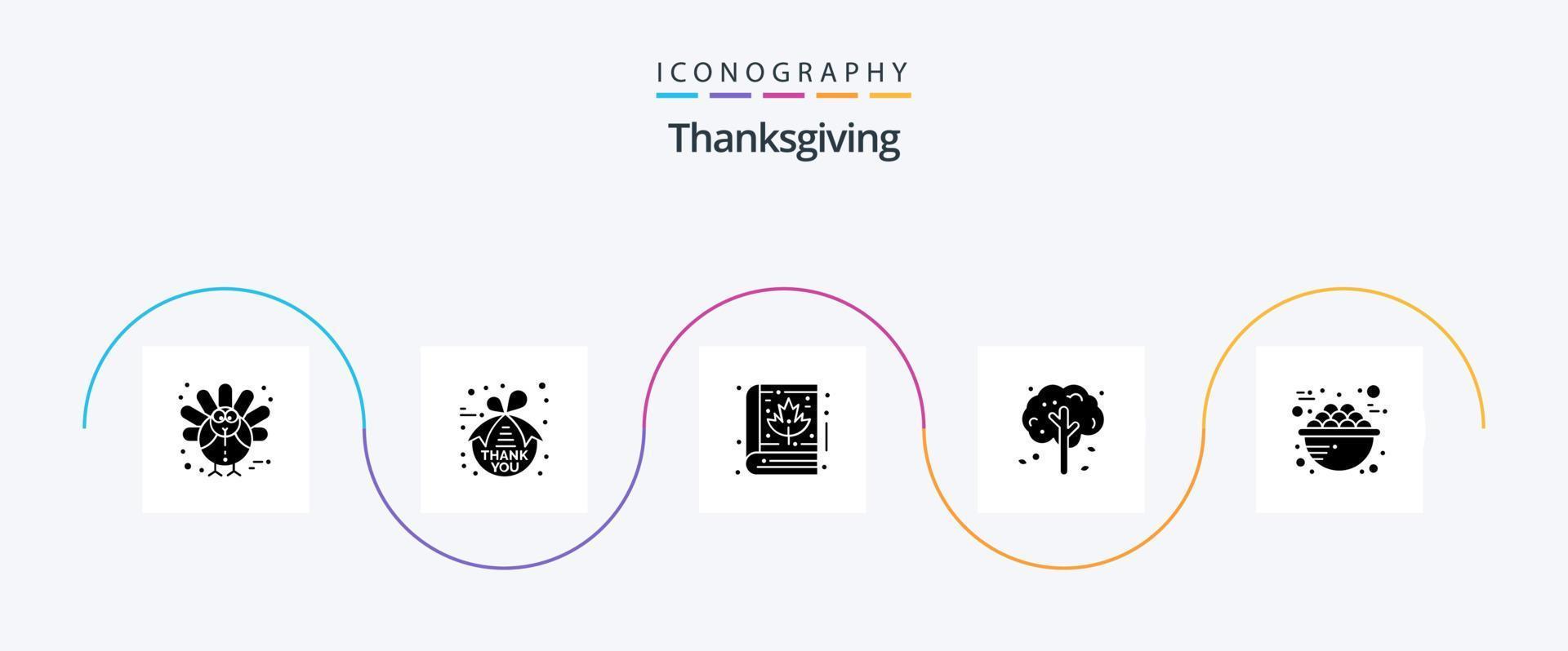 Thanksgiving Glyph 5 Icon Pack Including food. tree. autumn. thanksgiving. apple vector