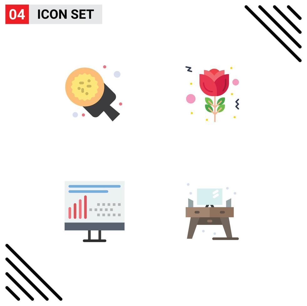 Pictogram Set of 4 Simple Flat Icons of baking design pizza red programing Editable Vector Design Elements