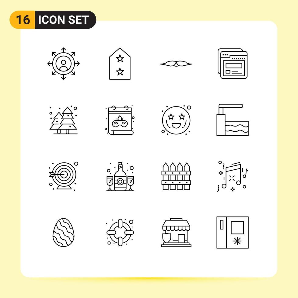 Modern Set of 16 Outlines Pictograph of city help hipster web page Editable Vector Design Elements