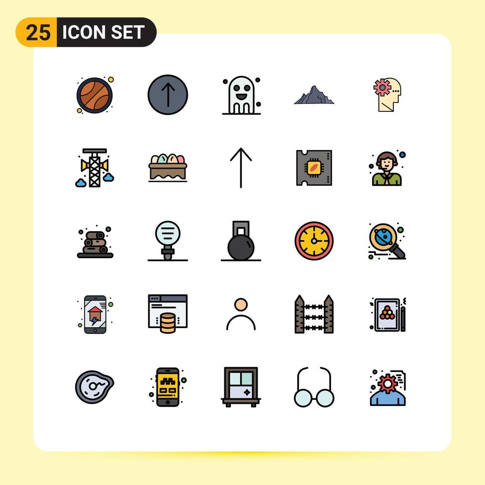 Stock Vector Icon Pack of 25 Line Signs and Symbols for process scene festival mountain landscape Editable Vector Design Elements