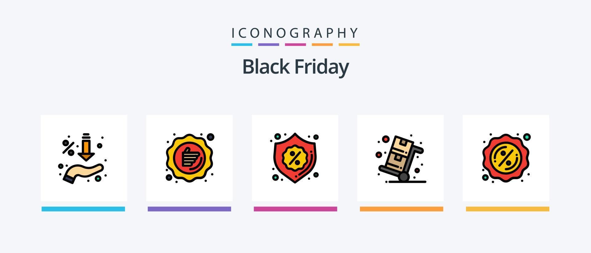 Black Friday Line Filled 5 Icon Pack Including direct. call. location. shopping. gift. Creative Icons Design vector