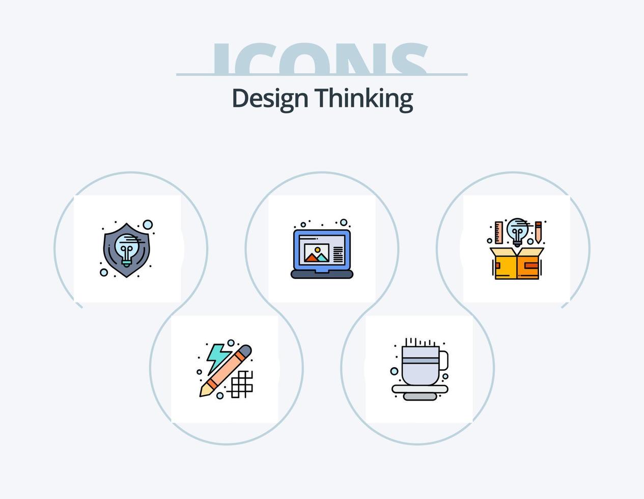 Design Thinking Line Filled Icon Pack 5 Icon Design. design. gallery. thinking. document. send vector