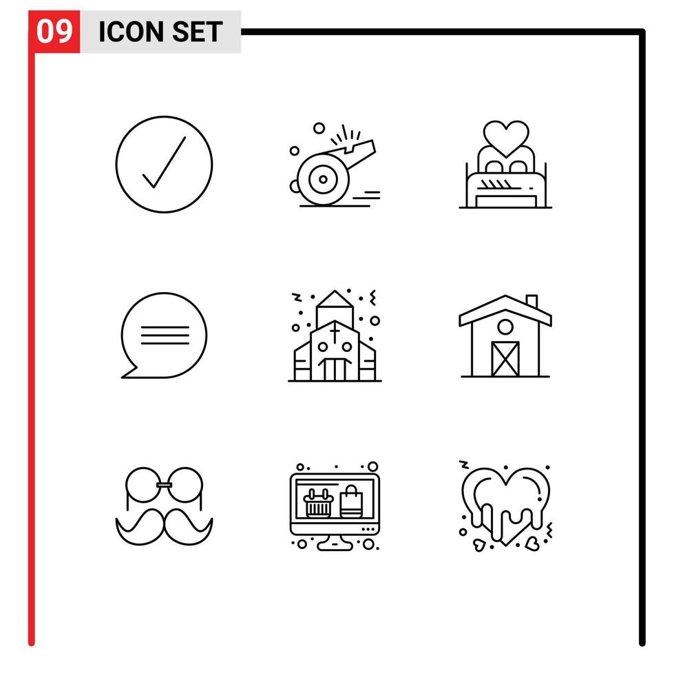 9 Universal Outlines Set for Web and Mobile Applications messages chat game room couple Editable Vector Design Elements