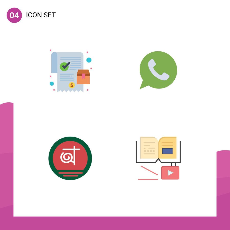 Mobile Interface Flat Icon Set of 4 Pictograms of mobile bangladesh online order telephone business Editable Vector Design Elements