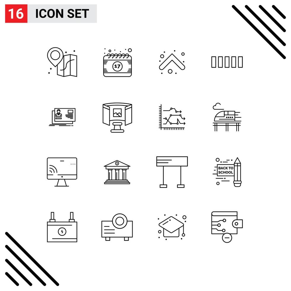 16 Universal Outline Signs Symbols of identity id arrow signal connection Editable Vector Design Elements