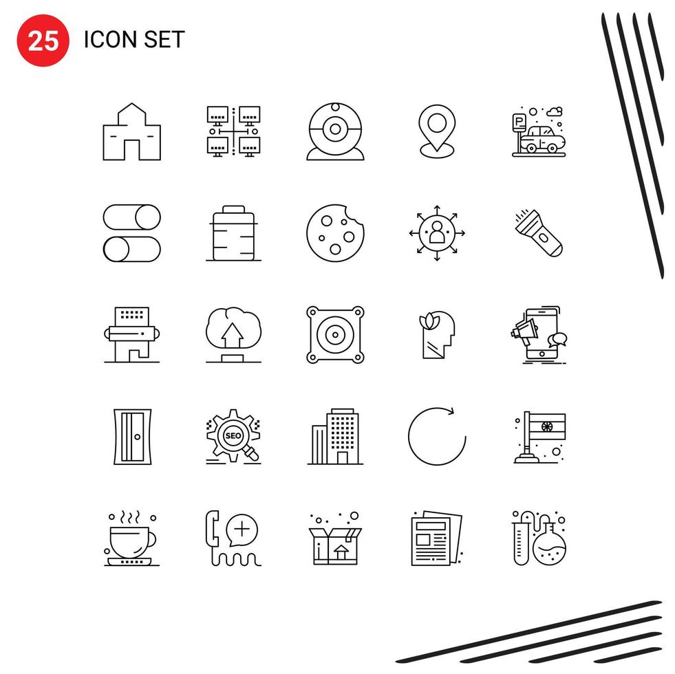 Pack of 25 creative Lines of parking pin network marker location Editable Vector Design Elements
