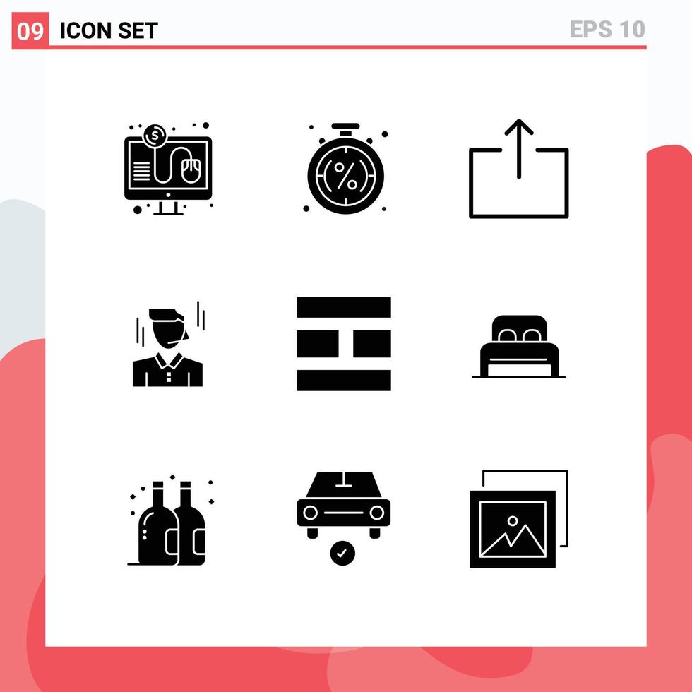 Set of 9 Modern UI Icons Symbols Signs for editing man shopping worker businessman Editable Vector Design Elements