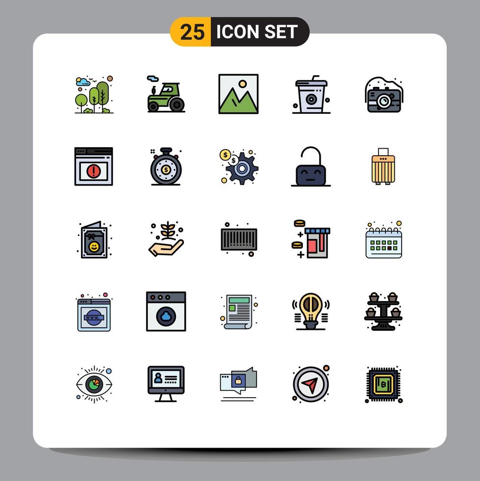 Set of 25 Modern UI Icons Symbols Signs for food cooking truck coke interior Editable Vector Design Elements