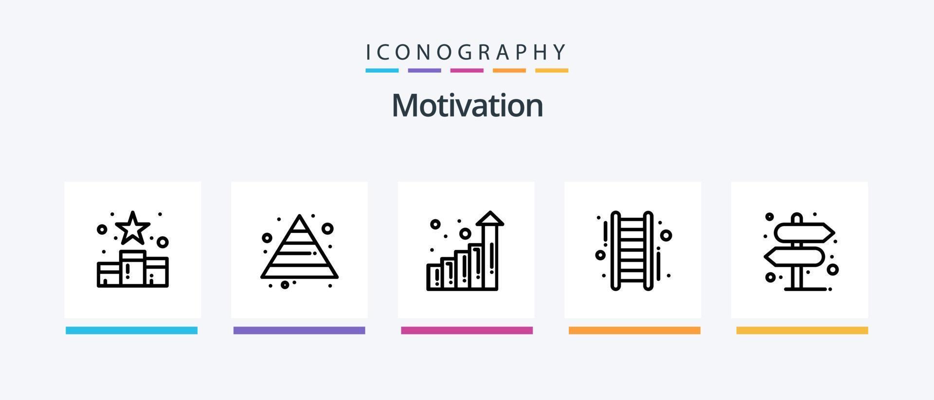 motivación línea 5 5 icono paquete incluso emoticonos adoración. crecer. genial idea. excelente idea. creativo íconos diseño vector