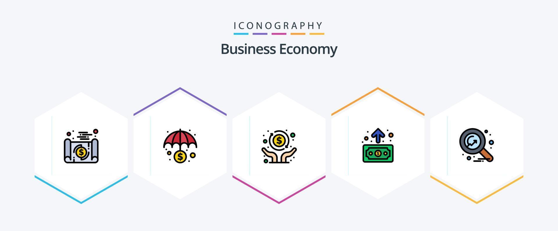 economía 25 línea de relleno icono paquete incluso economía. finanzas. proteccion. economía. independencia vector