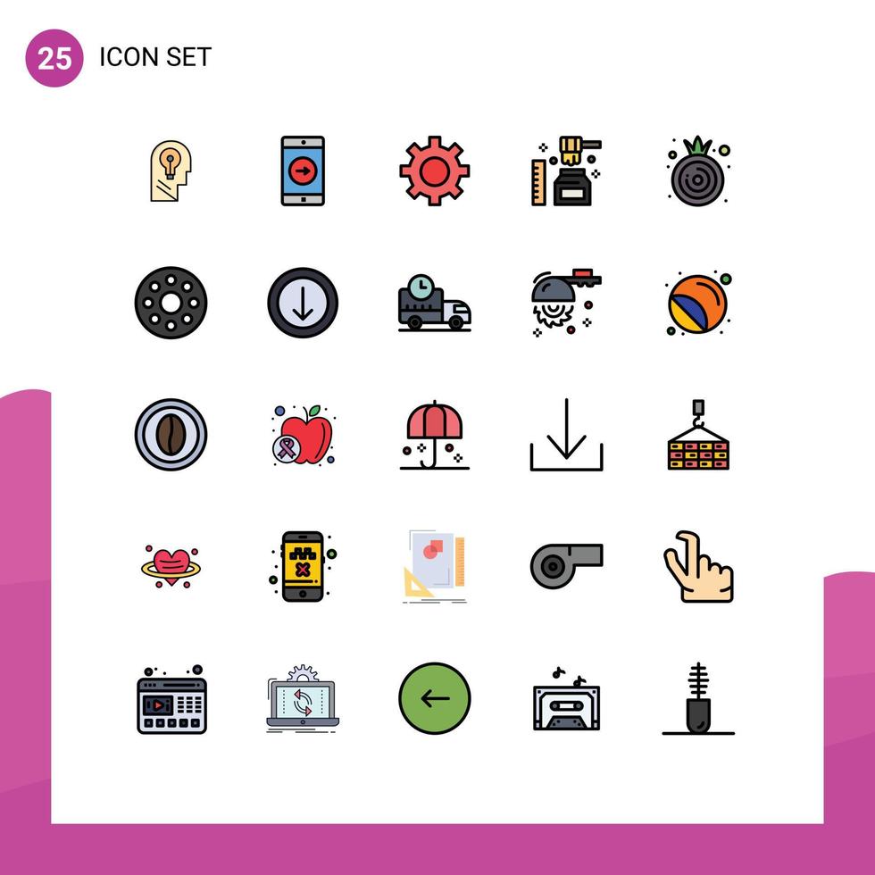 25 Universal Filled line Flat Color Signs Symbols of food organic mobile application honey user Editable Vector Design Elements