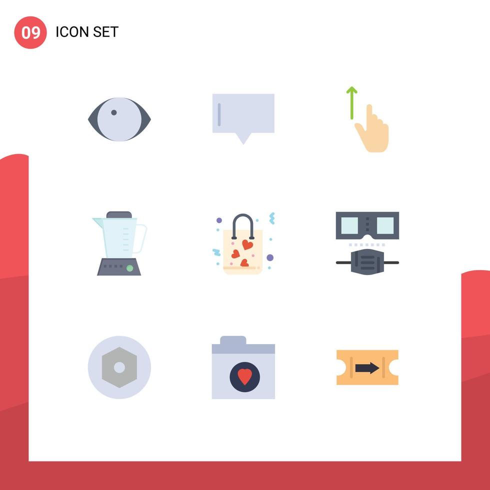 User Interface Pack of 9 Basic Flat Colors of gift machine finger home blender Editable Vector Design Elements