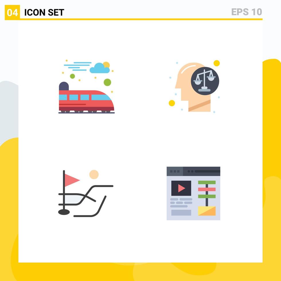 Pack of 4 Modern Flat Icons Signs and Symbols for Web Print Media such as electric field balance human design Editable Vector Design Elements