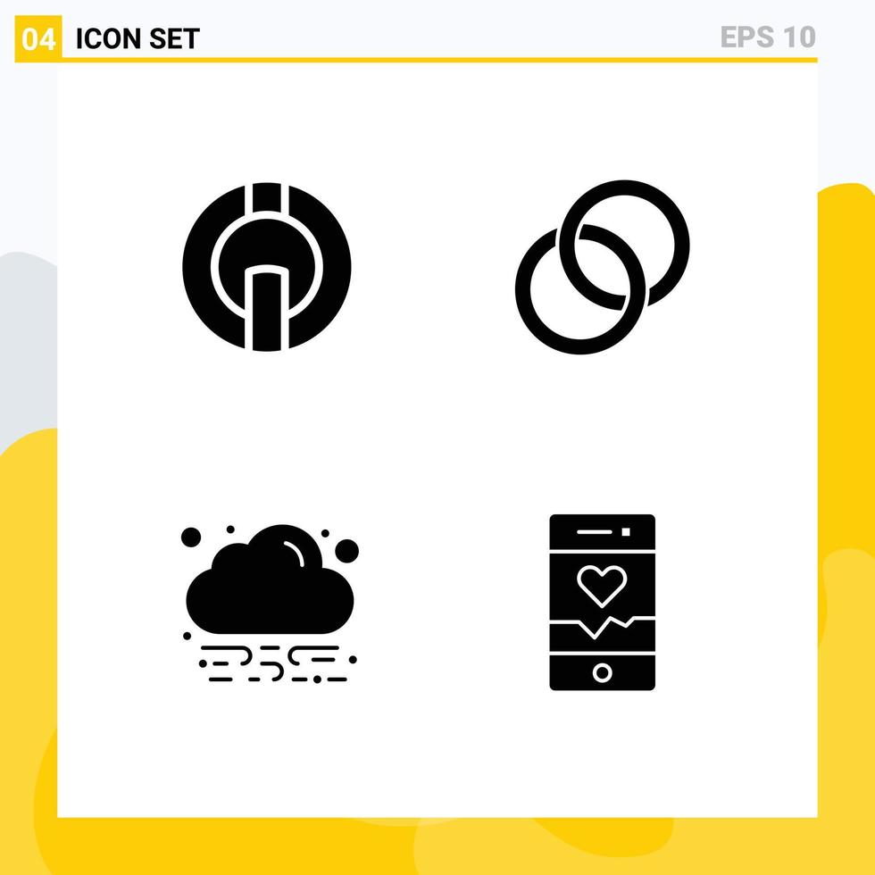 Set of 4 Modern UI Icons Symbols Signs for io coin green crypto currency couple analysis Editable Vector Design Elements