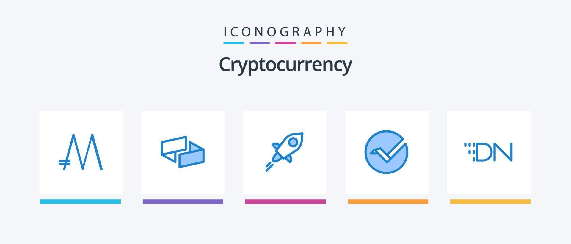 Cryptocurrency Blue 5 Icon Pack Including coin. crypto currency. lumens. crypto. vertcoin. Creative Icons Design vector