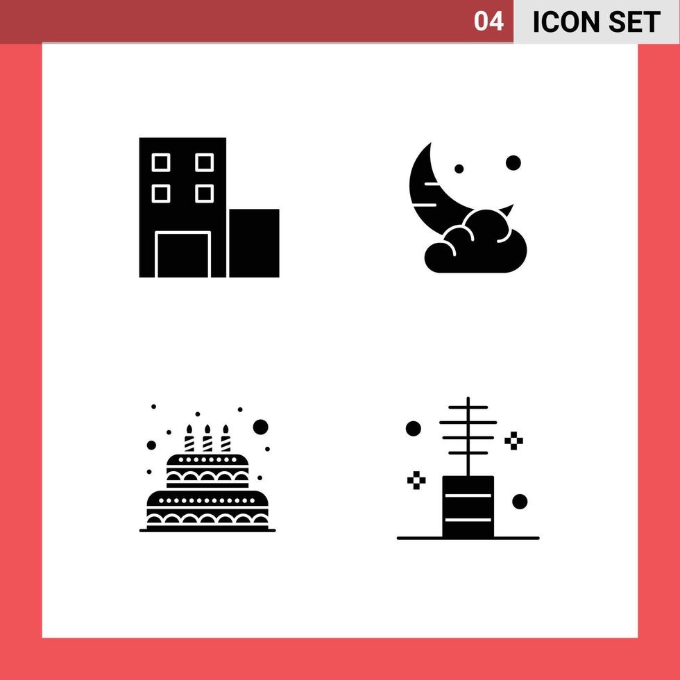 Set of Commercial Solid Glyphs pack for education love moon cloud candle Editable Vector Design Elements